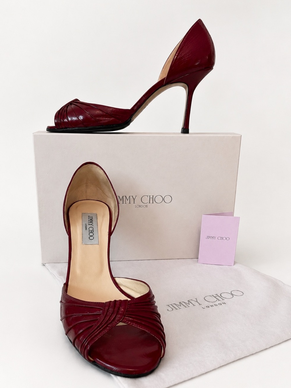 Jimmy Choo • Dream d’Orsay Heels in Patent Leather Cherry • Size 40-1/2